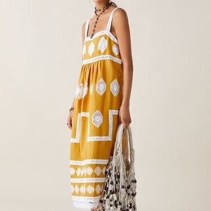 Limited Edition Zara Studio Embroidered Dress yellow white